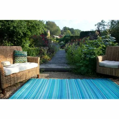 Fab Habitat Outdoor Rug Cancun Blue - Brand New