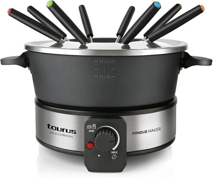 Taurus Fondue Set With 8 Skewers Aluminium Black 2L 1000W - Brand New