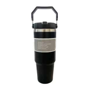 0.89L Stainless Steel Tumbler with Straw, Vacuum Insulated Water Bottle - Black - Brand New