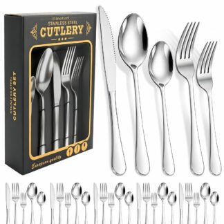 30 Pcs Stainless Steel Cutlery Set Knife Fork Spoon Mirror Finish Gift Box - Brand New