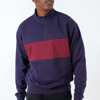 Quarter Zip Fleece Pullover Journal Navy/Maroon - S - Brand New