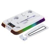 PS5 Cooling Station with Dual Charging Slots & RGB Lighting - White - Brand New