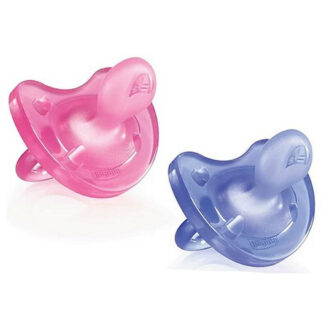 Chicco Physio Soft Silicone Soother for 6-12 Month Baby 2-Piece Set, Pink/Purple - Brand New