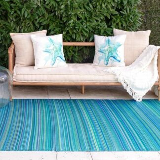 Fab Habitat Outdoor Rug Cancun Blue - Brand New