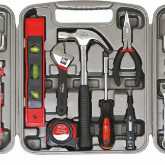Apollo Tools DT9408 53 Piece Household Tool Set with Wrenches, Precision Screwdriver Set and Most Reached for Hand Tools in Storage Case, Red - Brand New