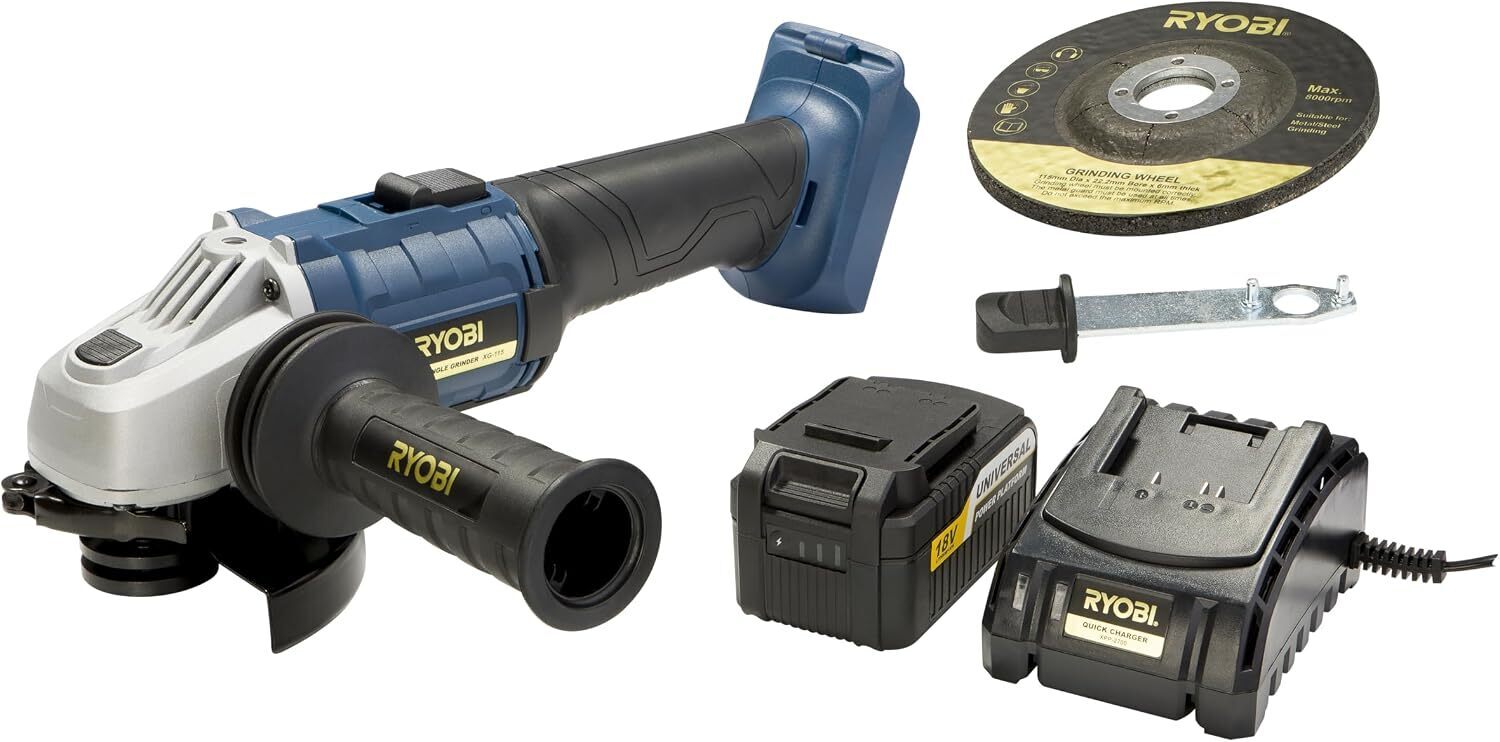 Ryobi 18V Li-Ion Angle Grinder Kit, 115 mm Size - New Unsealed