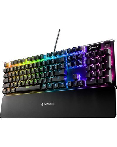 SteelSeries Apex 5 Hybrid-Mechanical RGB Gaming Keyboard (Hybrid Blue - Tactile & Clicky Switch) - New Unsealed