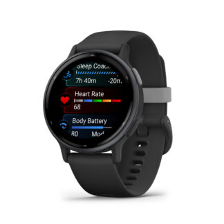 Garmin Vivoactive 5 - Slate Aluminium Bezel with Black Case and Silicone Band - New Unsealed