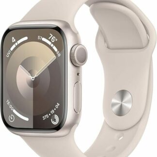 Apple Watch Series 9 (GPS 41mm) Smartwatch with Starlight Aluminum Case with Starlight Sport Band M/L. Fitness Tracker, Blood Oxygen & ECG Apps, Always-On Retina Display - New Unsealed