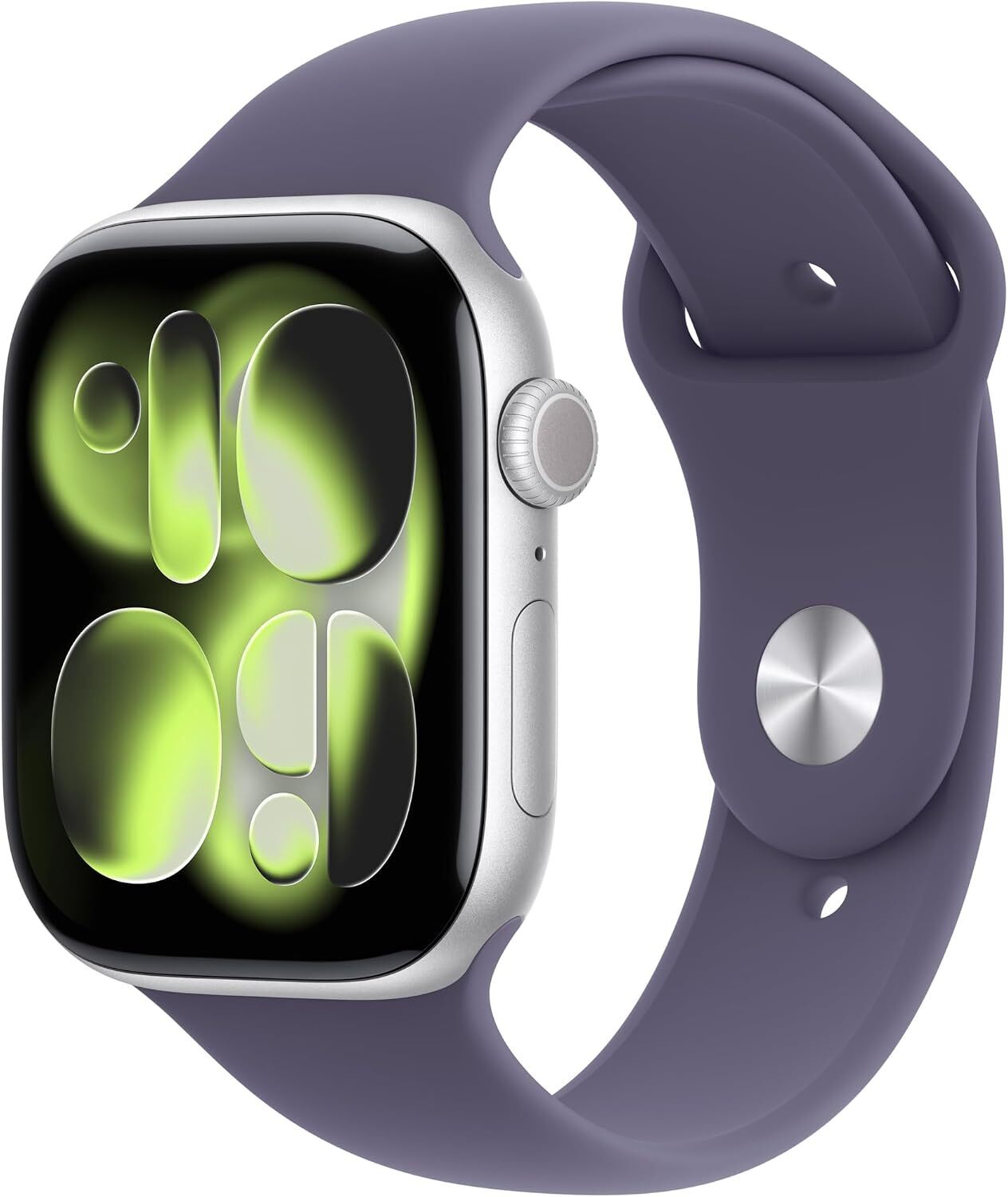 Apple Watch Series 11 GPS 46mm Smartwatch with Silver Aluminium Case with Purple Fog Sport Band - M/L. Sleep Score, Fitness Tracker, Health Monitoring, Always-On Display, Water Resistant - Brand New