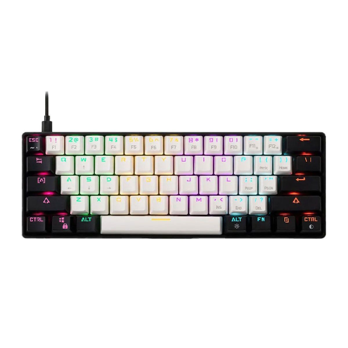 Gamdias AURA GK2 60% Multicolor Gaming Keyboard - White & Black - Brand New